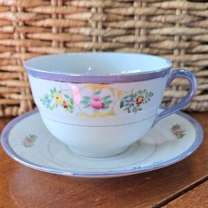 Vintage Garden China Made In Japan Teacup And Saucer Set